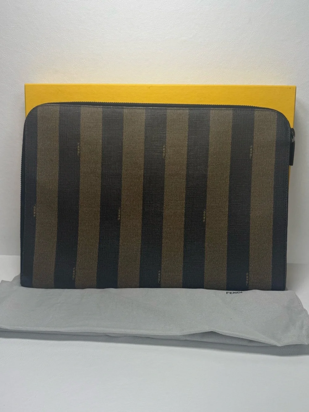 Fendi Pequin Coated Canvas Laptop Case
